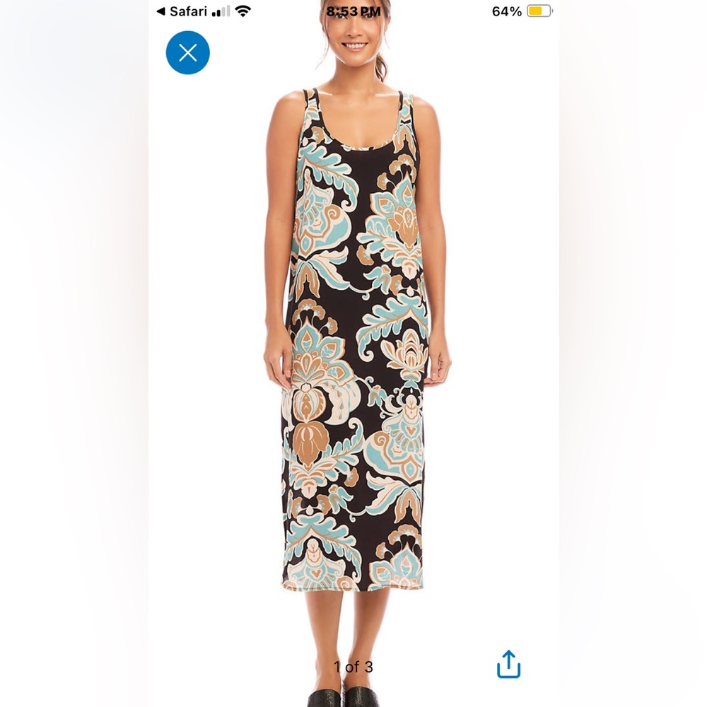 summer 2025 Karen kane side slit tank dress NWT turquoise floral size medium